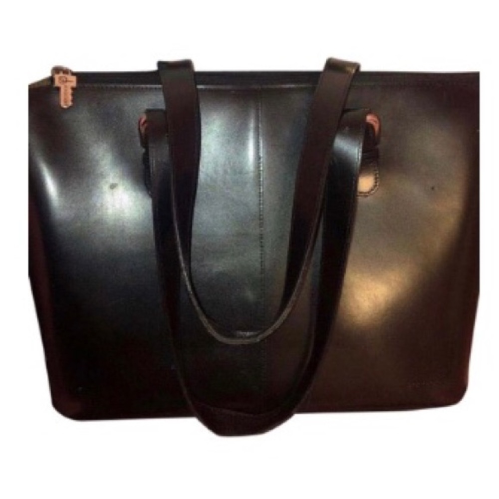 JACK GEORGES genuine Italian Leather black tote